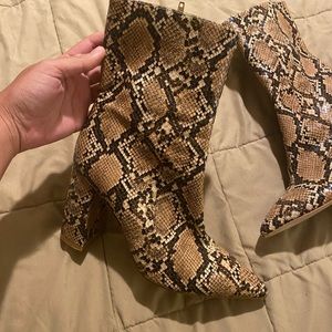 Faux snake skin booties